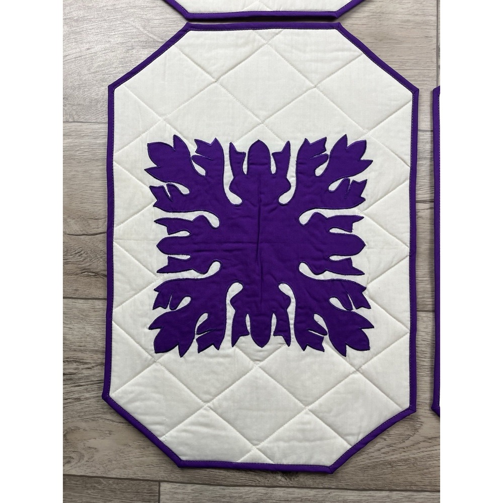 DBI Hawaii Inc Hawaiian Themed Placemats Quilted Set of 4 Purple White - NEW VTG - Picture 4 of 11